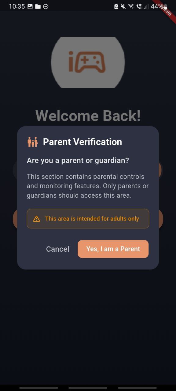 Parent verification welcome screen